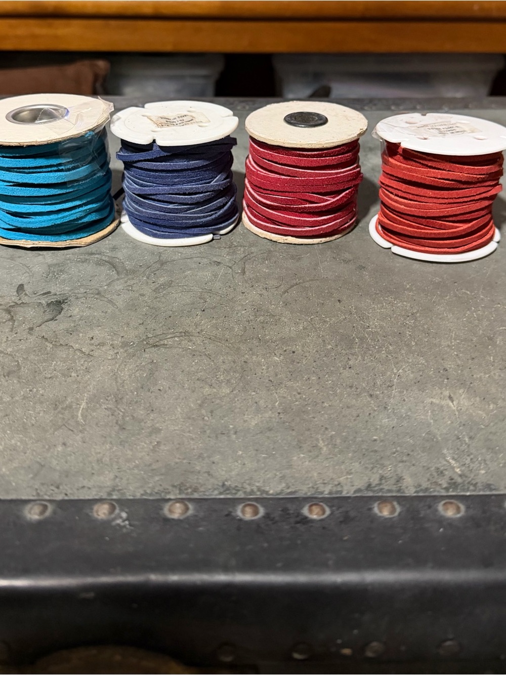 Craft Suede Cord Spool - Turquoise, Navy, Red, Rust